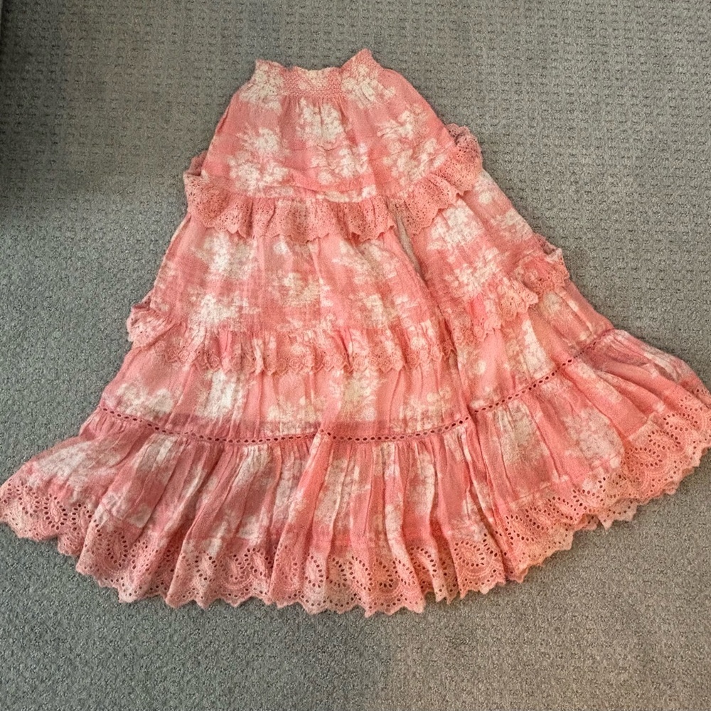 LoveShackFancy Pink Maxi Skirt